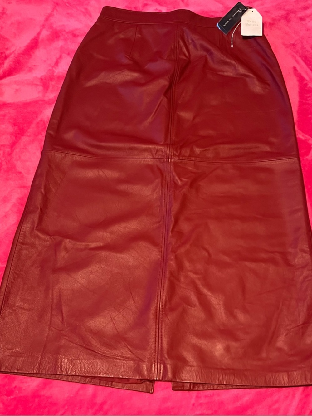 Preston & York Vibrant Red Leather Pencil Skirt.NWT